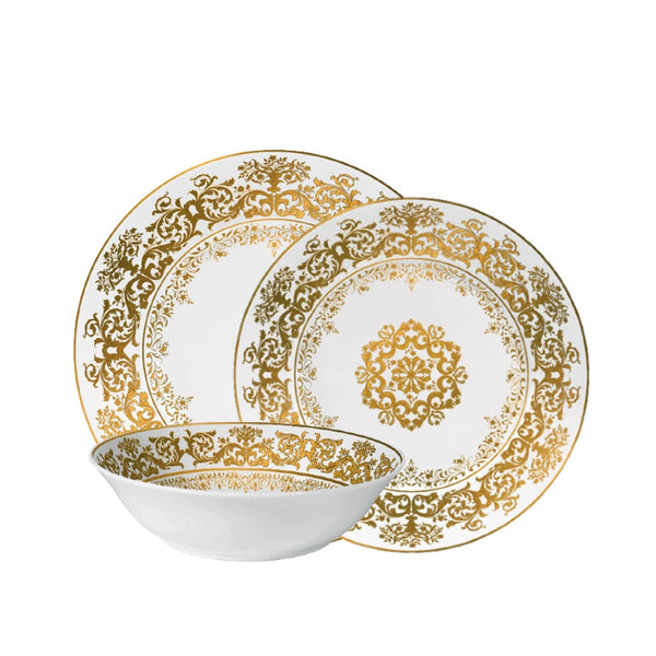 Dinnerware Set of 12 Pieces - Chelsea Gold Fond Blanc