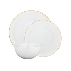 Monceau Gold 12-piece porcelain dinnerware set with gold rim by Raynaud