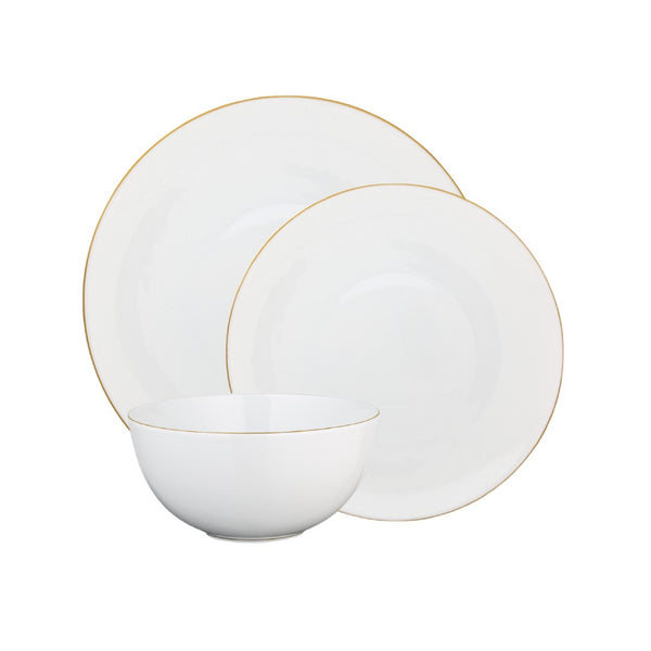 Monceau Gold 12-piece porcelain dinnerware set with gold rim by Raynaud