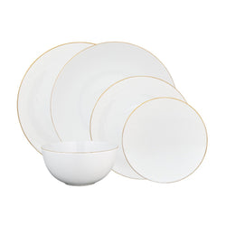 30-piece porcelain dinnerware set with gold rim from the Monceau Gold collection by Raynaud