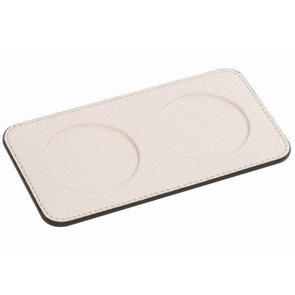 Double leather glass coaster in almond with 2 debossed spaces by Giobagnara

