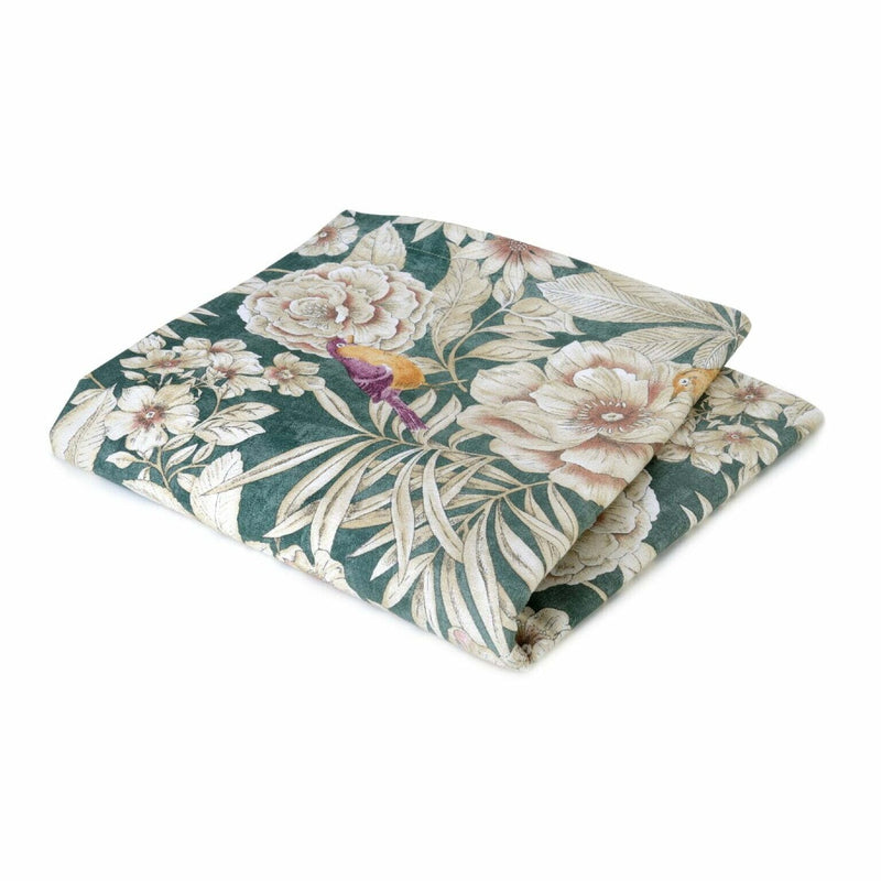 Roseberry Home Emerald cotton tablecloth in deep green folded