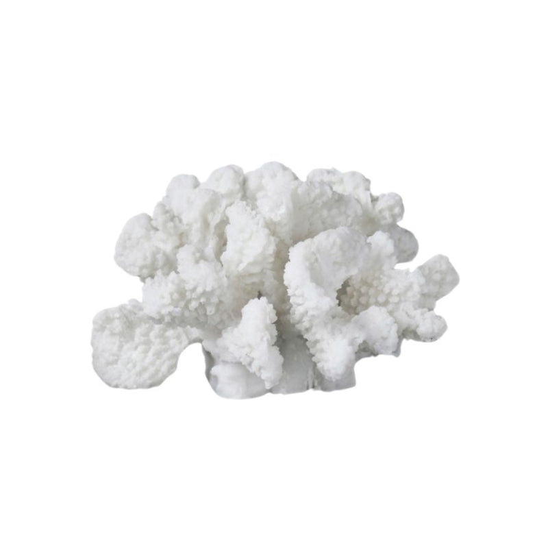 Small white faux coral sculpture with delicate branching design