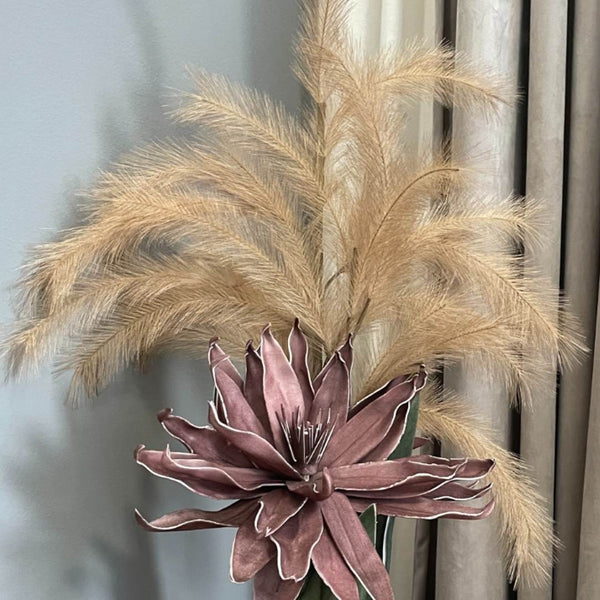 Styled vase with Faux reed grass in golden wheat from the Flowers For Life collection by Amiramour.