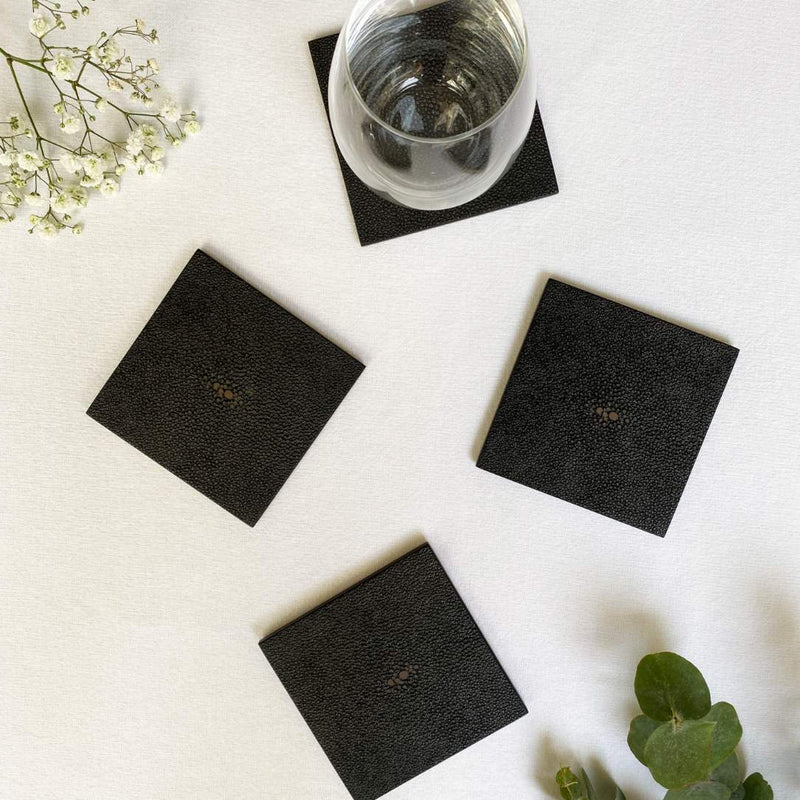 styled Faux Shagreen coaster in chocolate by Posh Trading Company