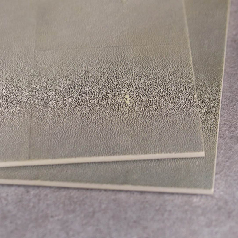 stacked Faux Shagreen coasters set of 8 in natural with clear acrylic holder by Posh Trading Company
