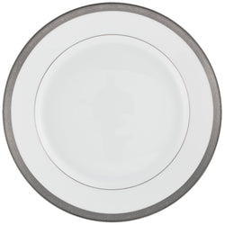 A white porcelain flat chop plate with a platinum border and fine gold inlay.
