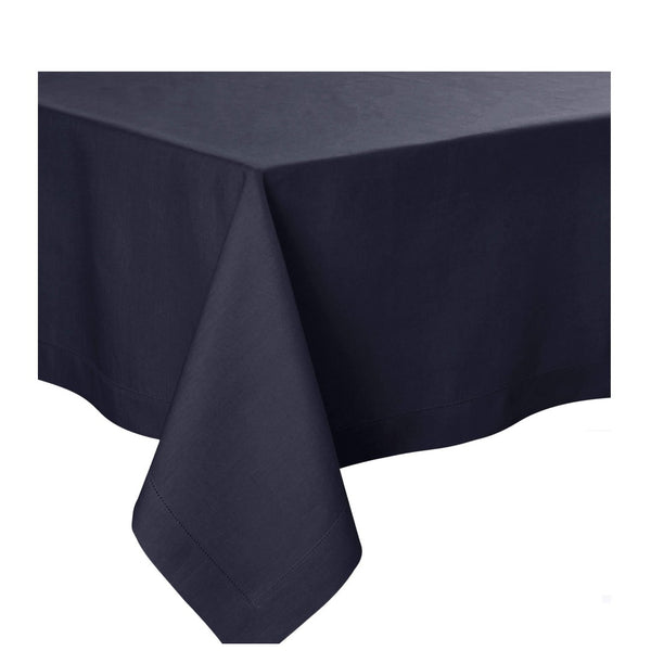 Alexandre Turpault Florence dark grey linen tablecloth in fusain shade with hemstitch detail