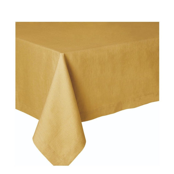 Yellow tablecloth on a white background