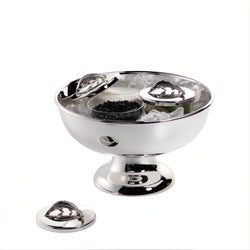 Footed Caviar Bowl Choice with 3 crystal bowls in silver-plated finish by Sonja Quandt, perfect for elegant caviar presentation.