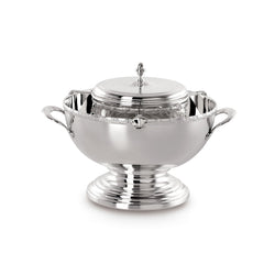 Footed silver-plated caviar bowl with crystal insert from Greggio Royal Collection