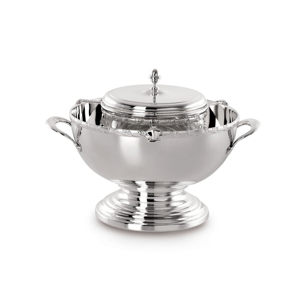 Footed silver-plated caviar bowl with crystal insert from Greggio Royal Collection