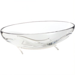 Footed crystal oyster bowl with silver-plated base by Sonja Quandt