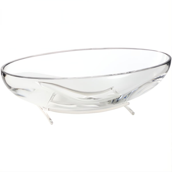 Footed crystal oyster bowl with silver-plated base by Sonja Quandt