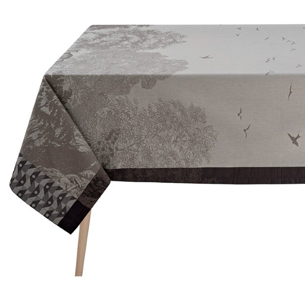 Tablecloth with nature-themed design on a white background