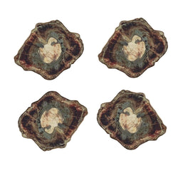 Fossil coaster set of 4 in multi by Kim Seybert, textured modern tabletop design in gift box