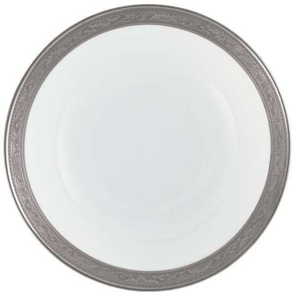 Raynaud Ambassador Platine porcelain fruit saucer with platinum rim and Renaissance-inspired border

