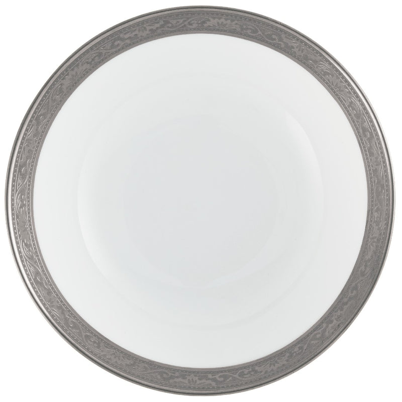 Raynaud Ambassador Platine porcelain fruit saucer with platinum rim and Renaissance-inspired border

