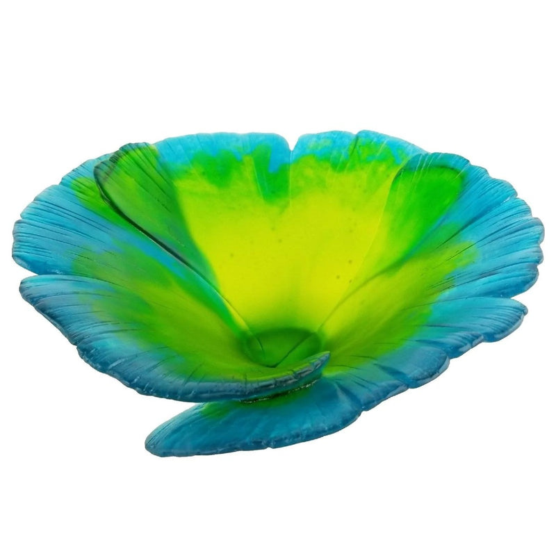 Decorative bowl with blue and green colors on a white background 