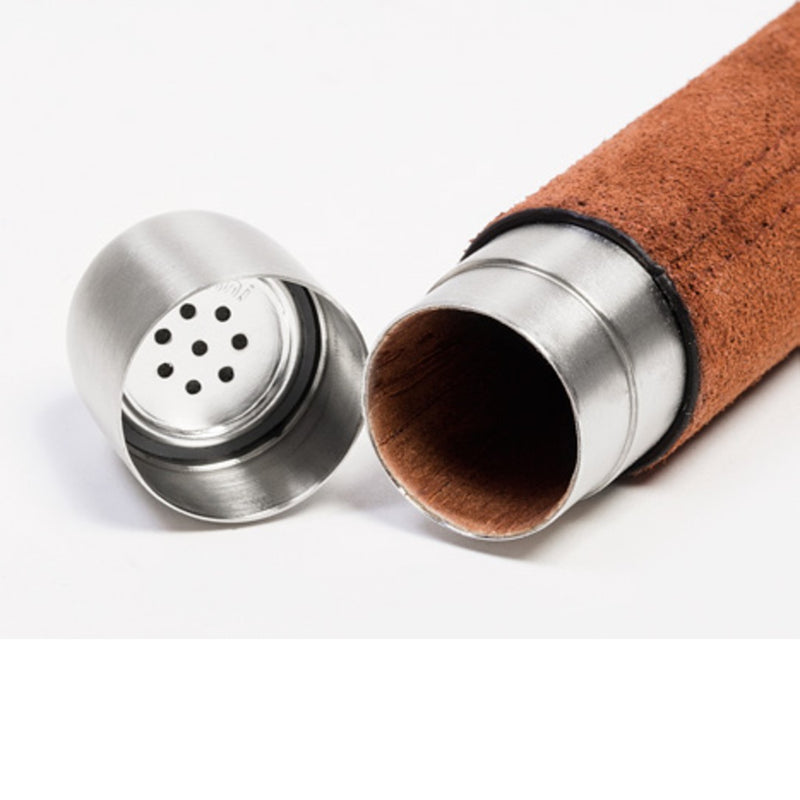 Giobagnara cigar tube with humidifier in wild-boar printed calfskin and satin steel