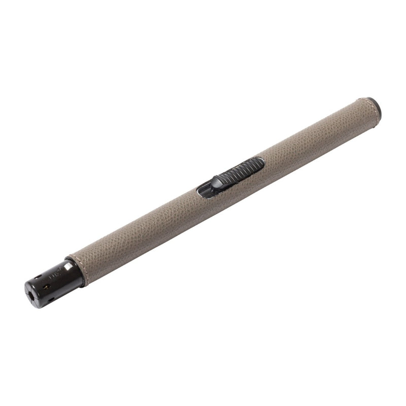 Taupe Giobagnara long candle lighter in golf leather with refillable adjustable flame