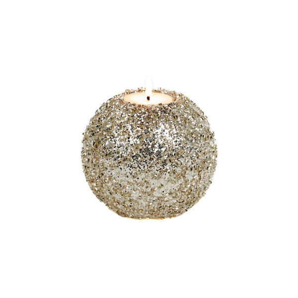 Champagne glass jewel ball candle holder with glitter detailing by Goodwill, 10 cm


