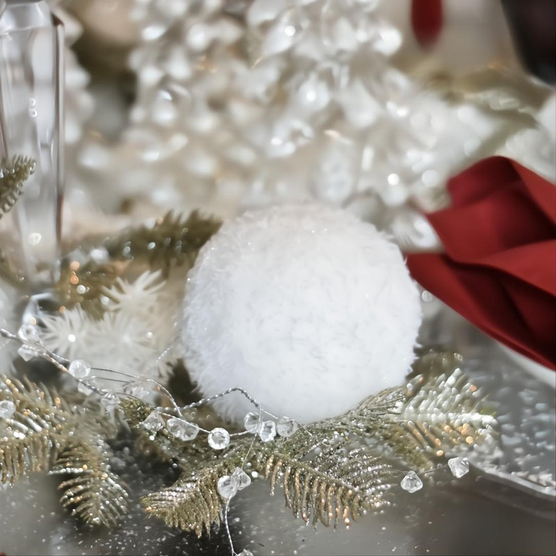Styled White glitter snowball ornament by Shishi, 15cm, luxury Christmas décor accent for tree or festive display.