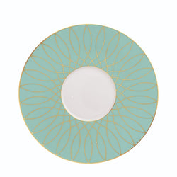 Gourmet Plate Carlo Este by FÜRSTENBERG in fine porcelain with gold and green mosaic-inspired design by Carlo Dal Bianco.