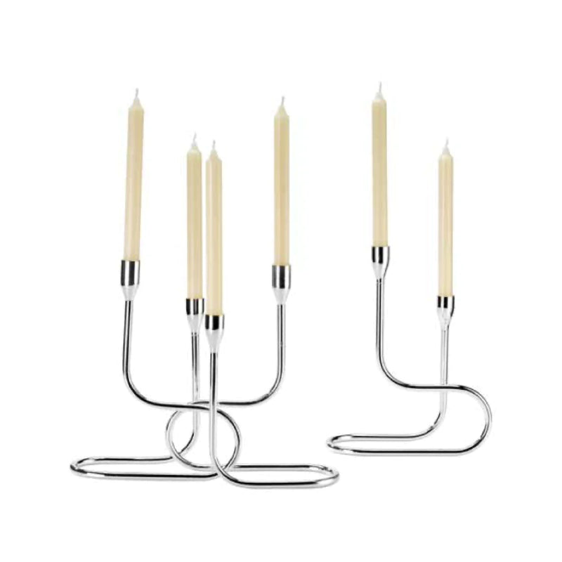 Silver-plated two-light candelabrum by Greggio from the Grand Gourmet collection