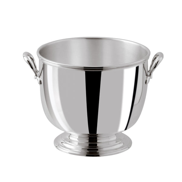 Silver-plated ice bucket with elegant handles and pedestal base from the Rencontre collection by Ercuis