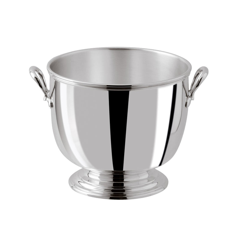 Silver-plated ice bucket with elegant handles and pedestal base from the Rencontre collection by Ercuis