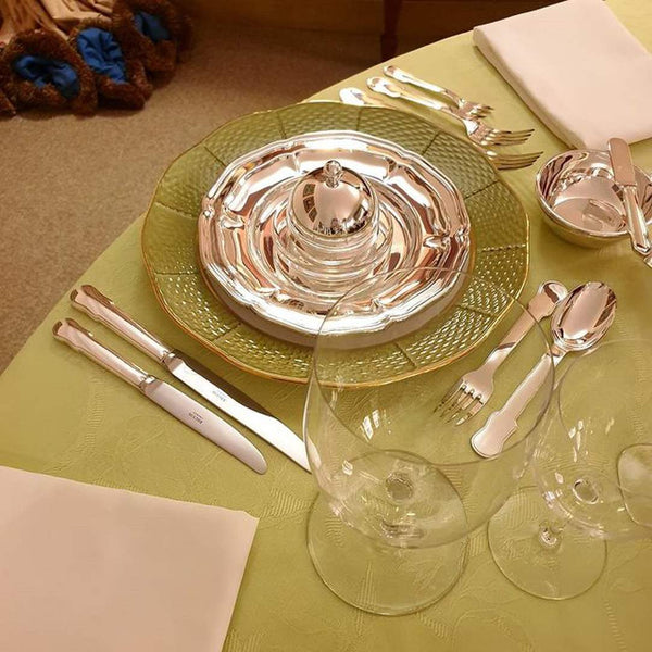 Styled Individual silver-plated butter dish with crystal base and cover by Ercuis