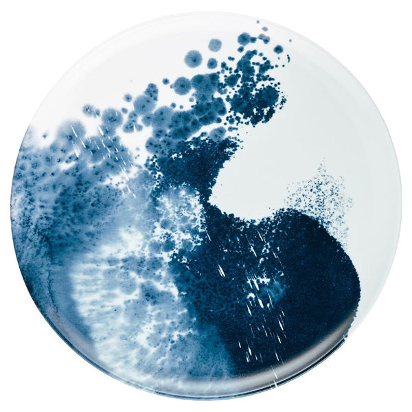 Raynaud Abysses porcelain large round platter in indigo blue design