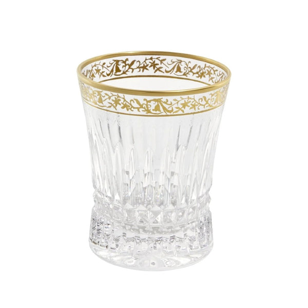 Crystal large tumbler with diamond and beveled cuts and gold inlay from the Viktoria collection by Cristallerie de Montbronn.