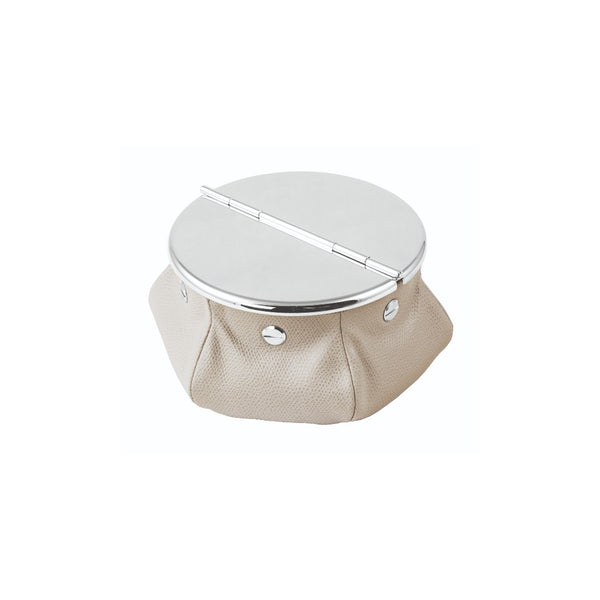 Angle of  laurence bean bag ashtray in leather by giobagnara windproof luxury accessory