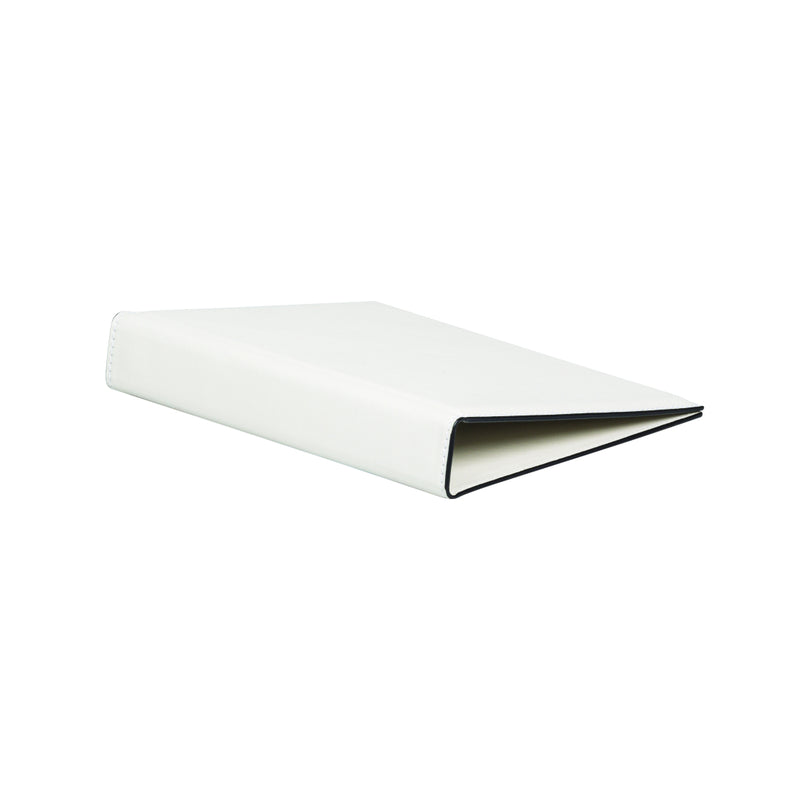 Giobagnara leather 4-ring binder white closed with metal 2.5 cm rings and smooth leather cover