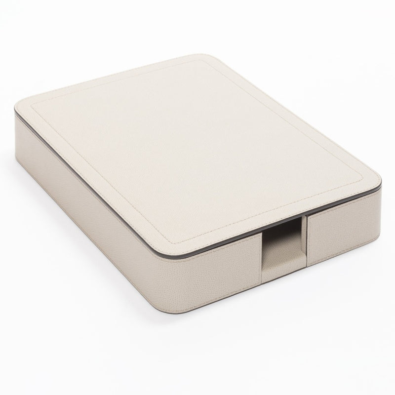 Lidded Giobagnara Polo A4 leather paper tray with lid in golf leather