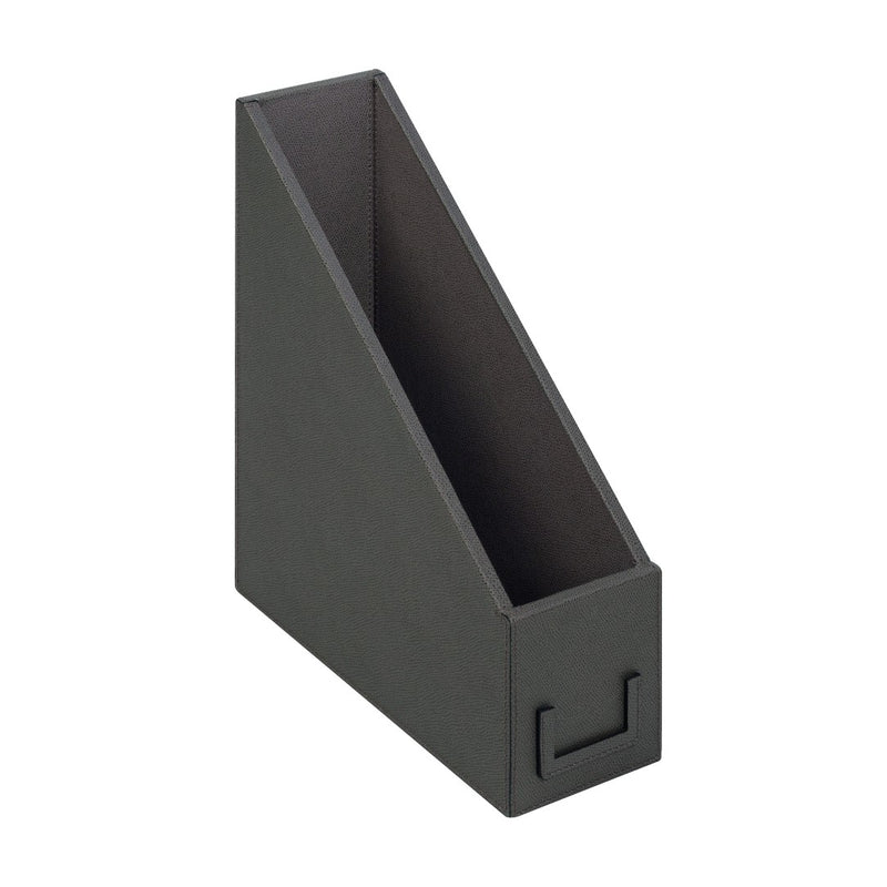 Leather file holder by Giobagnara with leather-covered structure and name holders