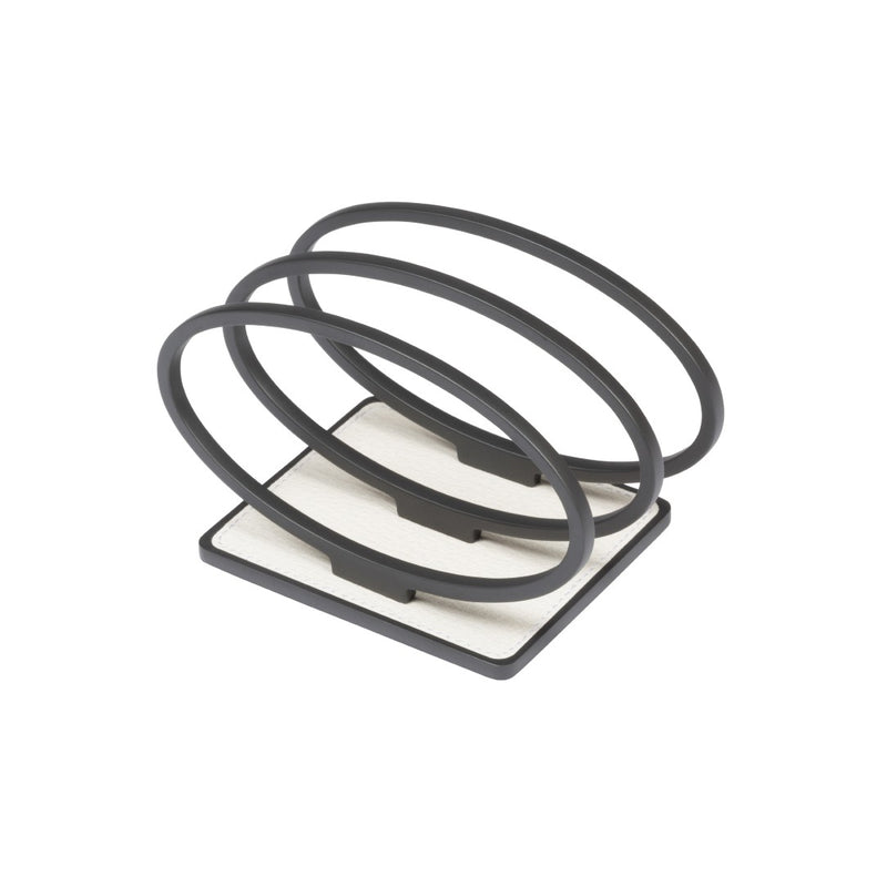 Leather Insert Wire Napkin Holder in bronze finish with calfskin Golf leather base by Giobagnara.