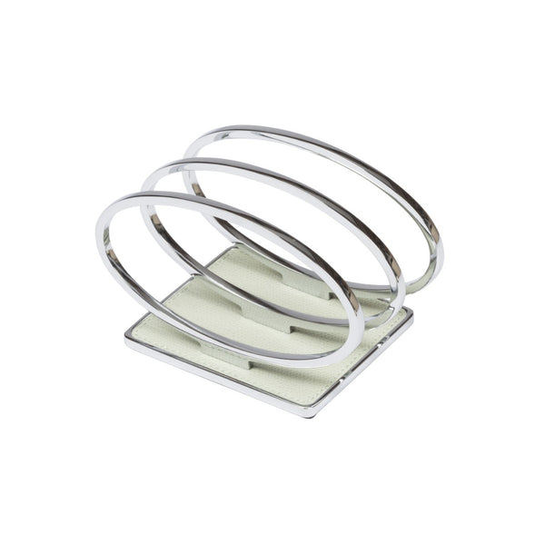 Leather Insert Wire Napkin Holder in chrome finish with calfskin Golf leather base by Giobagnara.