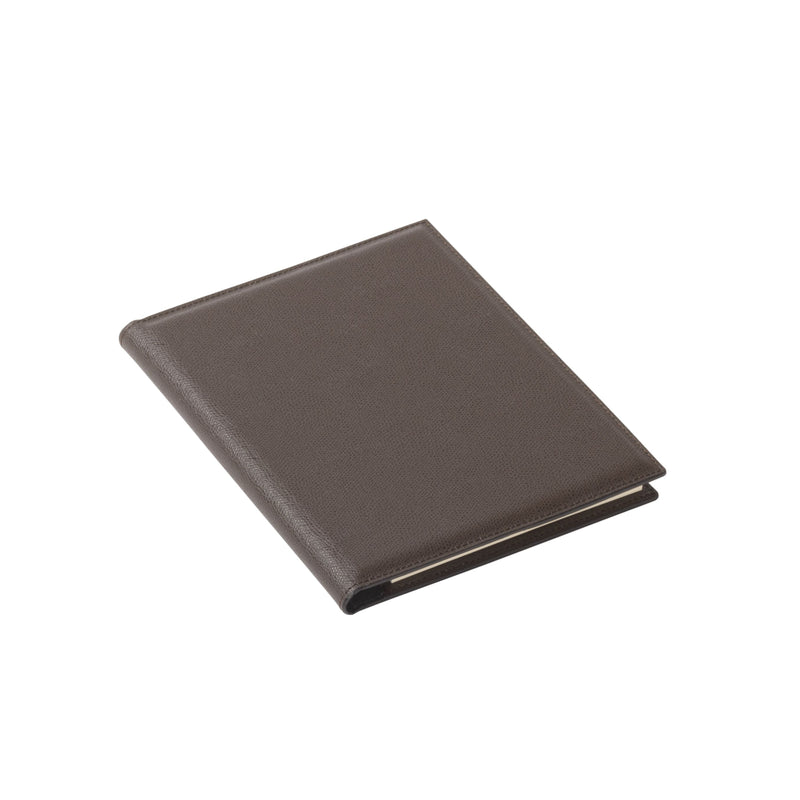 Amiramour Leather Medium brown Notepad Holder with Paper Sheets by Giobagnara opened