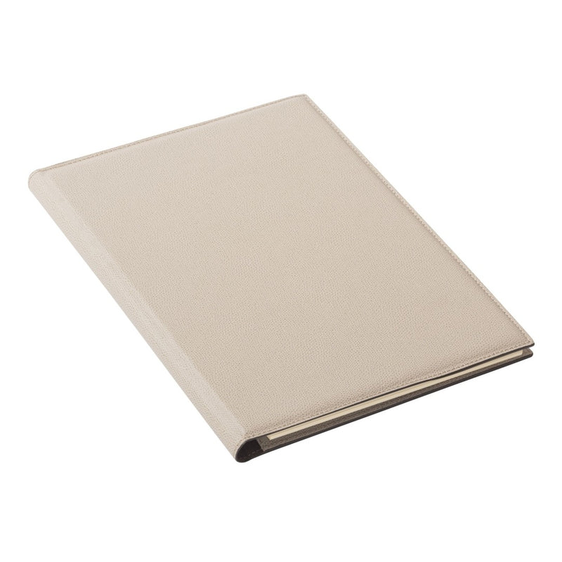 Giobagnara Large ivory closed leather notepad holder with suede lining, pen holder, and ivory paper