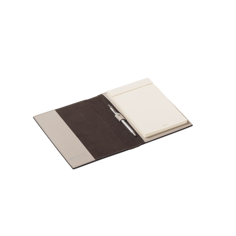 Amiramour Leather Small Notepad Holder in Ivory small opened with Paper Sheets by Giobagnara 