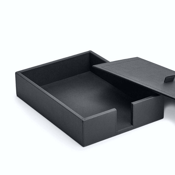 Giobagnara Leo A4 leather paper tray holder in golf leather version with lid