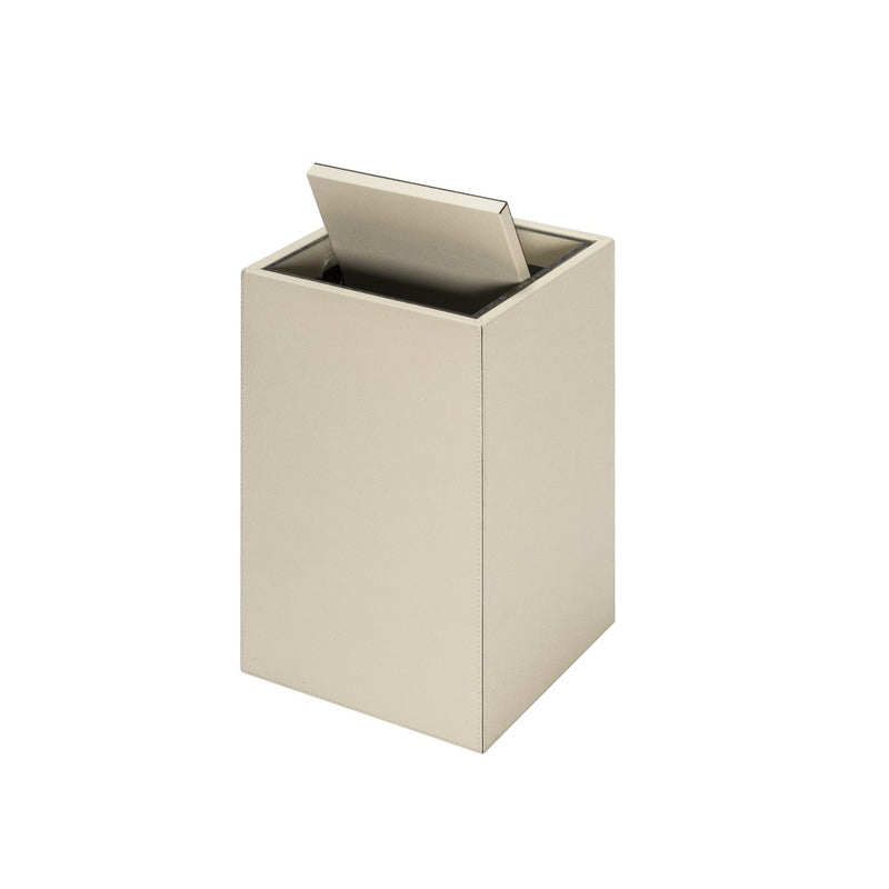 Beige bin with a lid on a white background