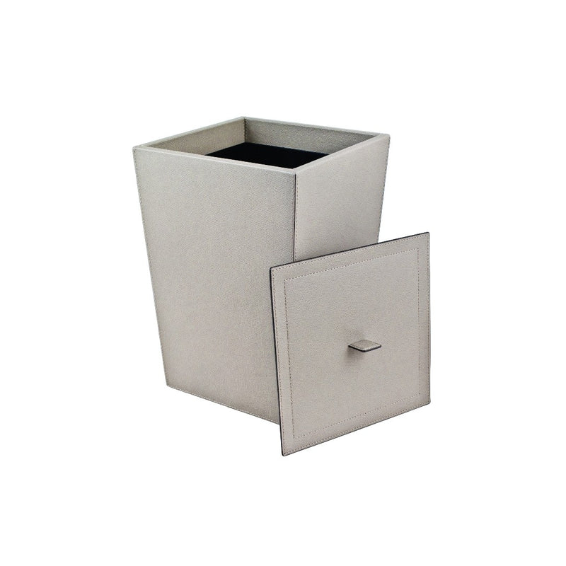 Leather Wastepaper Bin Jo by Giobagnara with lid in golf leather