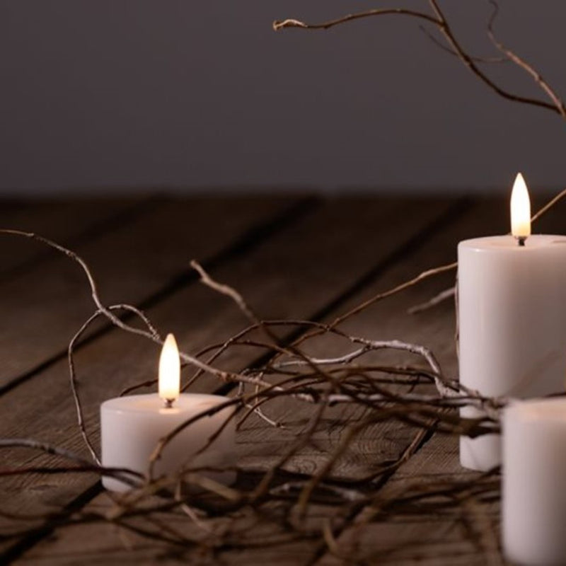 styled LED tea light candle 5cm in Nordic White by Uyuni Lighting, real flame effect
