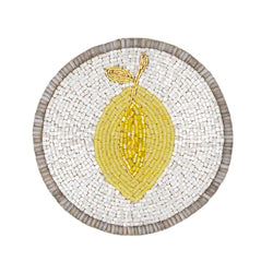 Lemon beaded drink coaster set of 4 by Joanna Buchanan, vibrant summer table decor