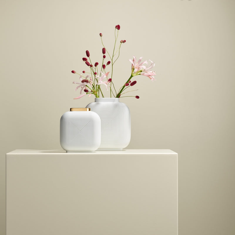 styled Linda white porcelain vases with gold rim by Sieger by Fürstenberg
