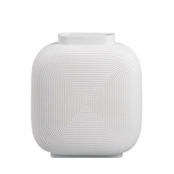 White textured square vase on a white background